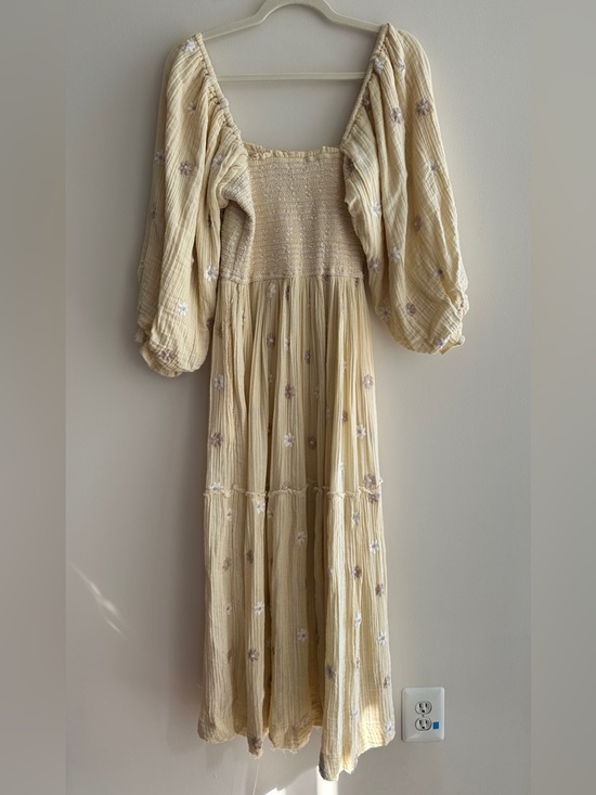 Free People Dahlia Embroidered Maxi Dress, Daisy Butter Yellow, Small - Picture 11 of 16
